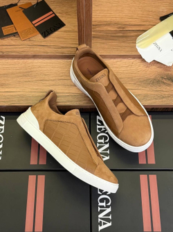 Кеды Zegna Triple Stitch с вставками кожи крокодила
