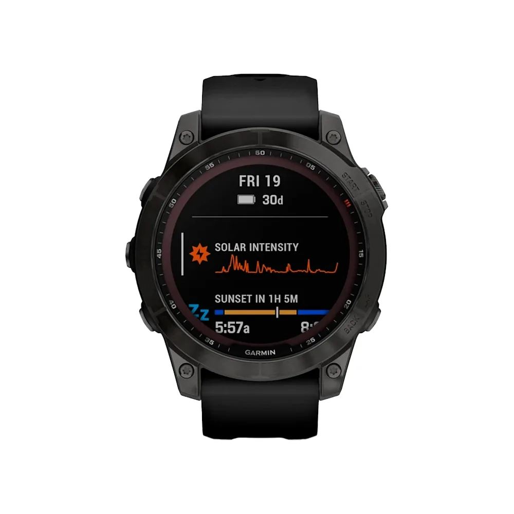 Умные часы Garmin Fenix 7, 47mm, Sapphire Solar Carbon Grey DLC Titanium with Silicone Black Band (010-02540-21)