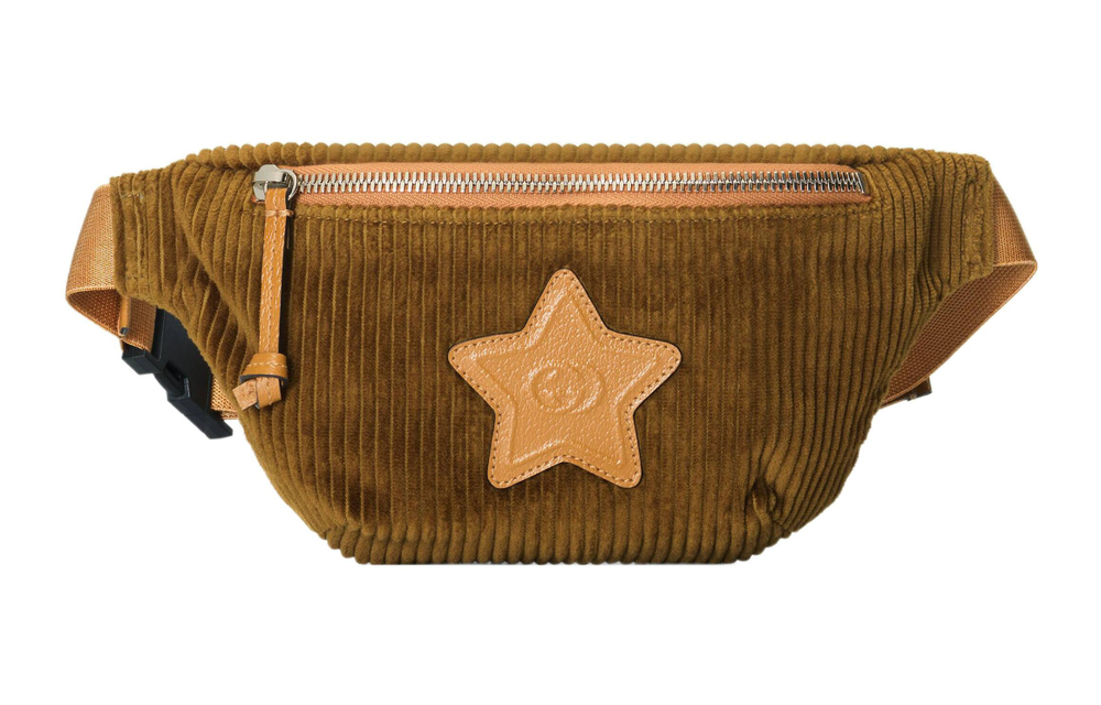GUCCI Corduroy With Leather Decoration Fanny Pack, Sling Bag, Kids" Bag Regular Kids" Brown