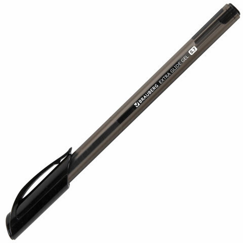 Ручка гелевая BRAUBERG "Extra Glide Gel", 1шт, ЧЕРНАЯ, трехгранная, игольчатый наконечник 0,7 мм, линия 0,5 мм, 144077