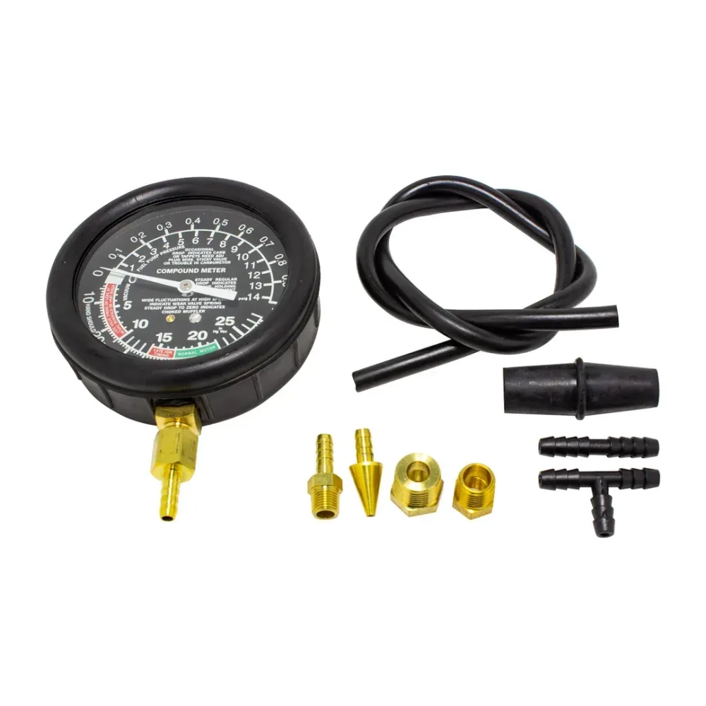 Тестер давления топлива и вакуума в наборе с резьбовыми адаптерами 9пр., в кейсе ''Premium'' Forsage F-904G4D