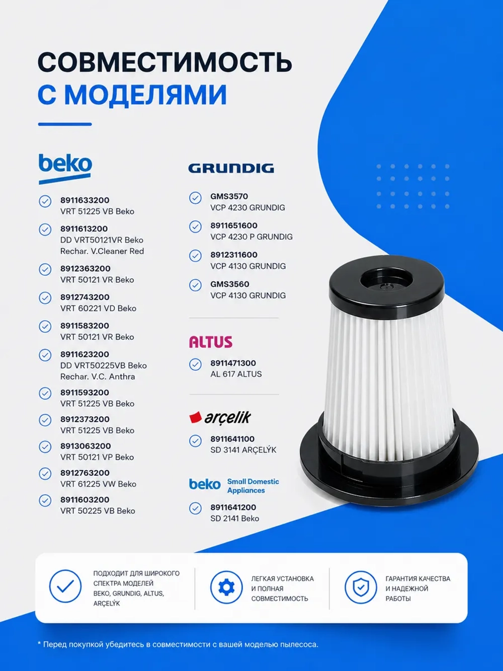 Циклонный фильтр для беспроводного пылесоса 9178024435 Beko