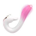 Бело-розовый вибромассажер-уточка 16,2см Silicone Toys USK-V22