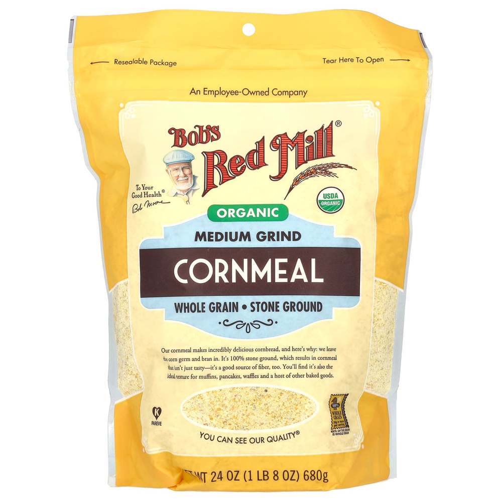Bob's Red Mill, Органическая кукурузная мука среднего помола, цельнозерновая, 680 г (24 унции)