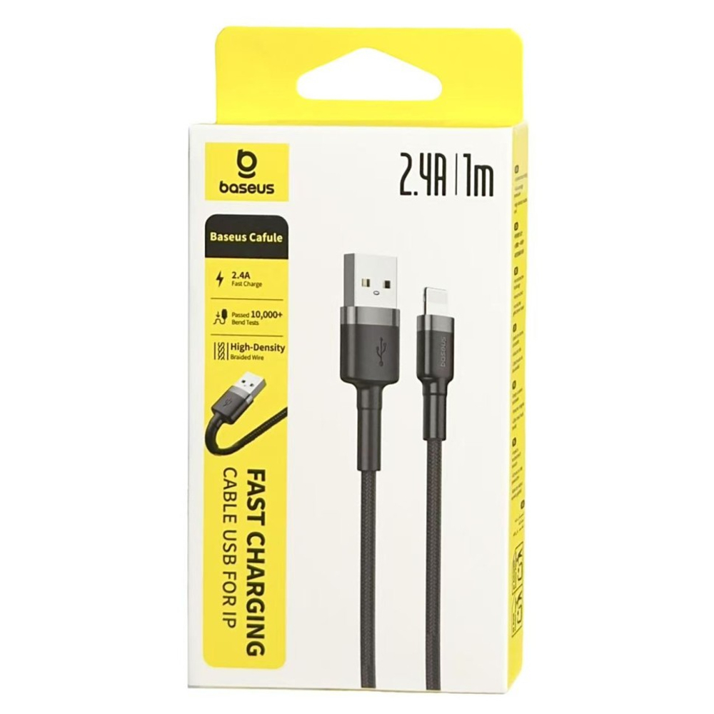 Usb Кабель-зарядка Lightning Baseus Cafule 1м (CALKLF-BG1) чёрно-серебристый