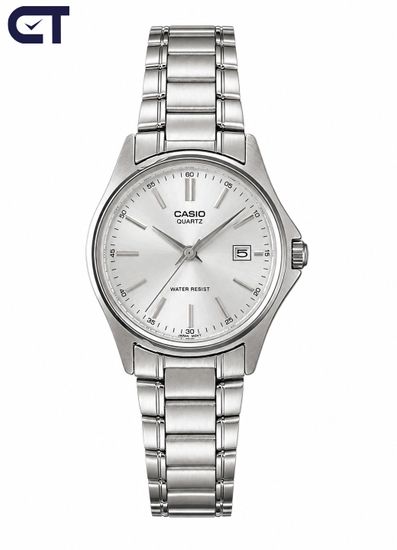 CASIO LTP-1183A-7A CASIO Collection женские наручные часы — светлый циферблат, дата и элегантный стальной браслет