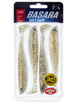 Виброхвост LUCKY JOHN Basara Soft Swim 3D, 5.0in (127 мм), цвет PG53, 4 шт., арт. 140404-PG53