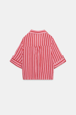 ZARA РУБАШКА СВОБОДНОГО КРОЯ В ПОЛОСКУ, РАЗНОЦВЕТНЫЙ