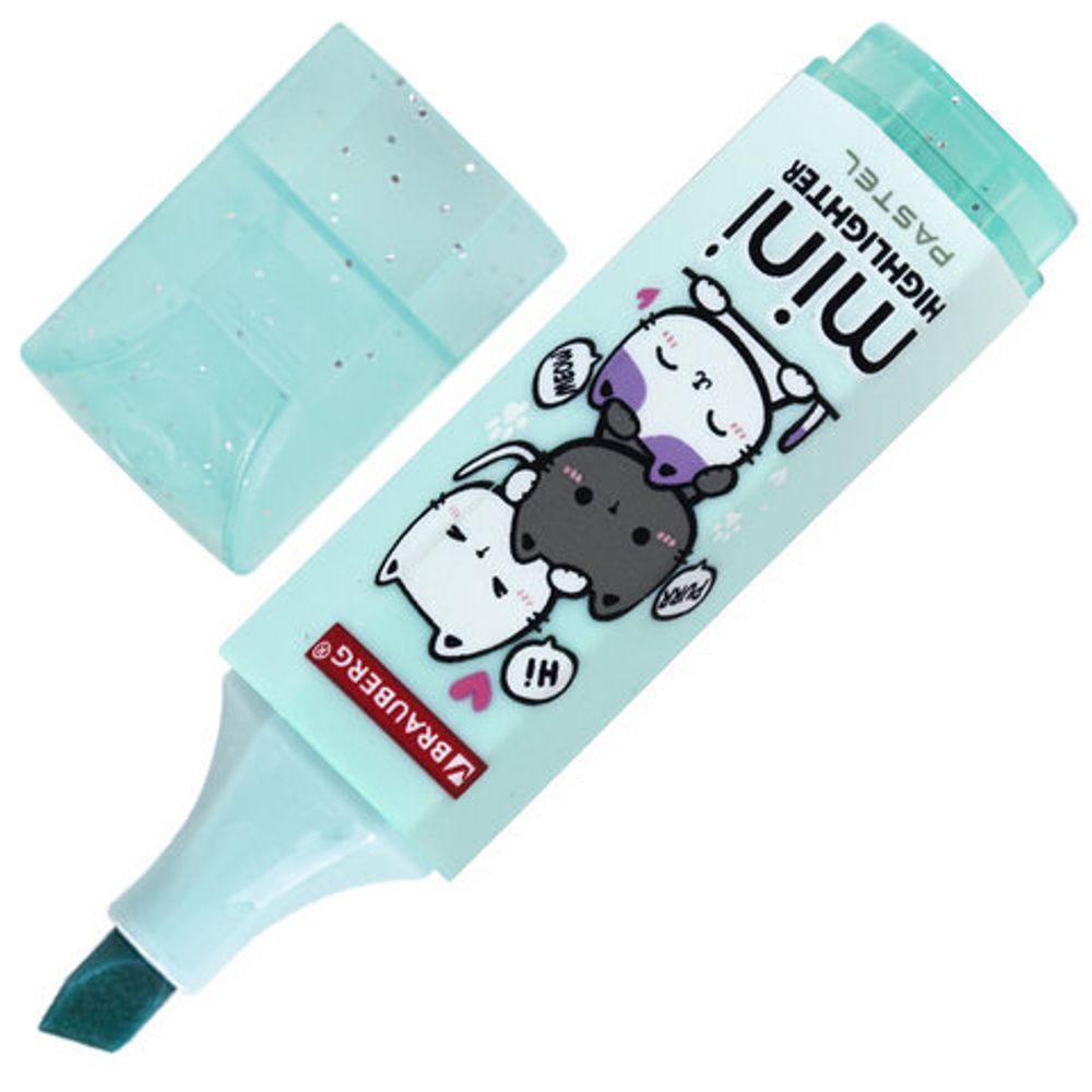 Текстовыделитель мини с принтами BRAUBERG "PASTEL", АССОРТИ В ПЛАСТИКОВОЙ БАНКЕ, 1-5 мм, 152536
