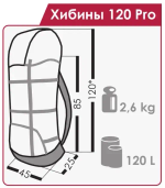 РЮКЗАК ПОХОДНЫЙ NORMAL ХИБИНЫ 120 PRO