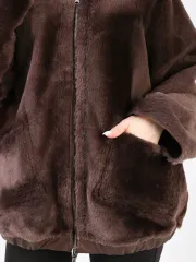 Дубленка зимняя двухсторонняя шуба с капюшоном