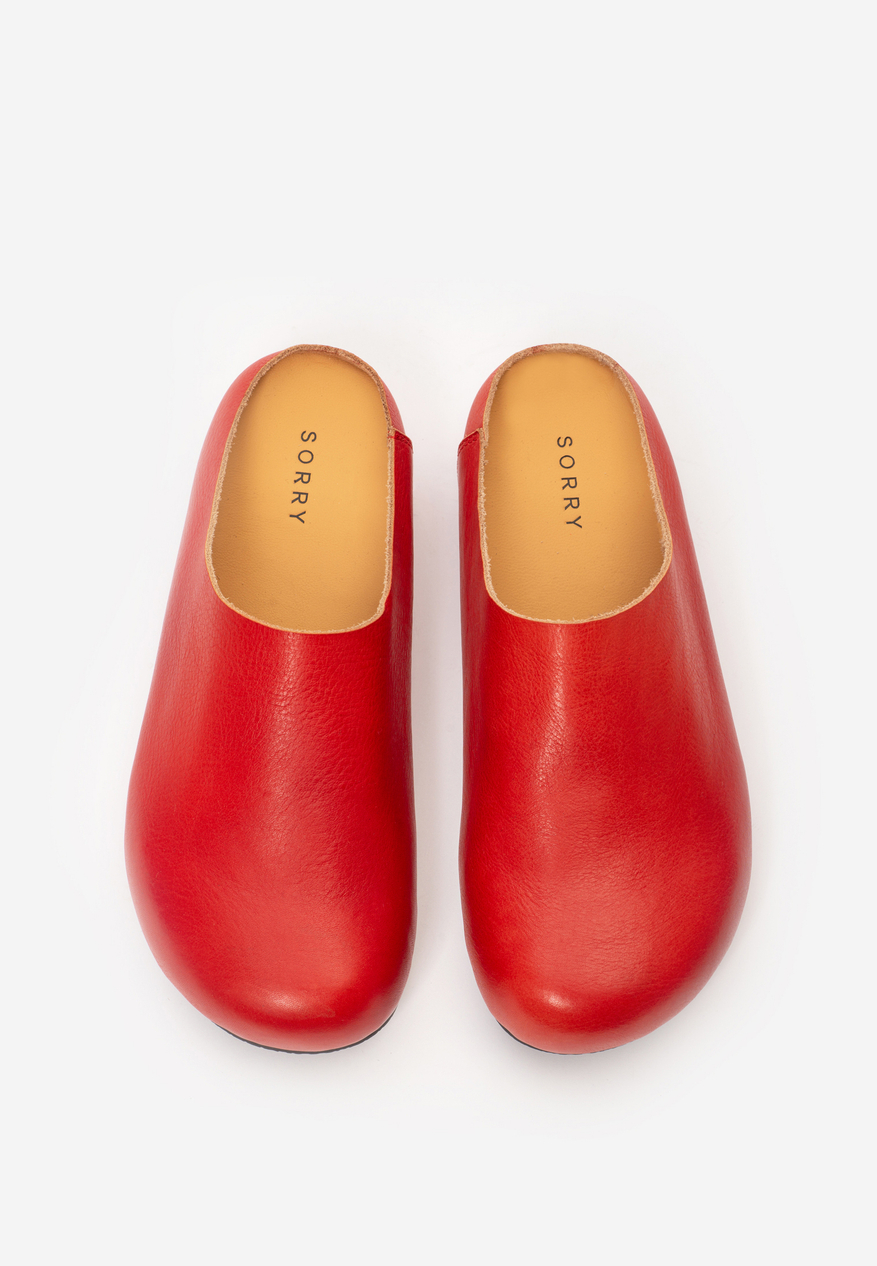 mule red leather