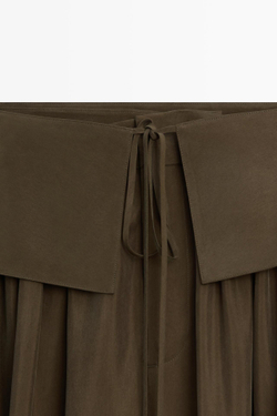 Massimo Dutti Брюки-саруэль с поясом, хаки