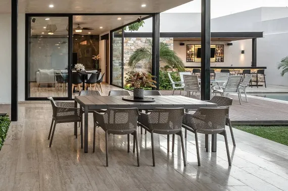 Стол металлический раздвижной Rio Alu, 210-280х100 см, тортора