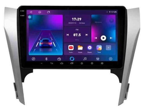 Магнитола для Toyota Camry 50 2011-2014 (рамка серебристо-черная под 10") - Parafar PF131T2LUX1RN2K на Android 13, Быстрая, QLED+2K, CarPlay, 4G SIM-слот