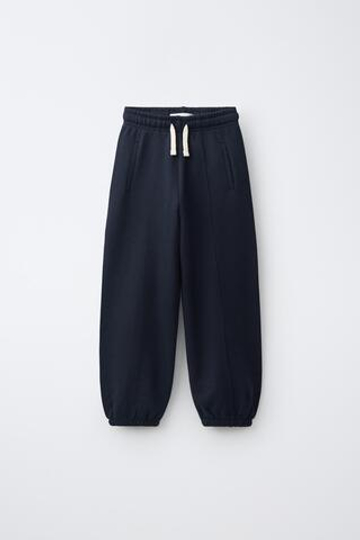 ZARA БРЮКИ-ДЖОГГЕРЫ ИЗ МЯГКОЙ ТКАНИ VARSITY, МОРСКОЙ ТЕМНО-СИНИЙ