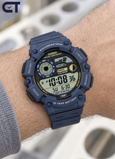 CASIO WS-1500H-2A CASIO Collection унисекс наручные часы — морской цифровой стиль, график приливов и водостойкость 100 м