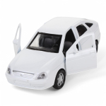 Модель ин. мет. "Lada Priora" 12см. двери, багаж, белый, коробка PRIORA-12-WH (Технопарк)