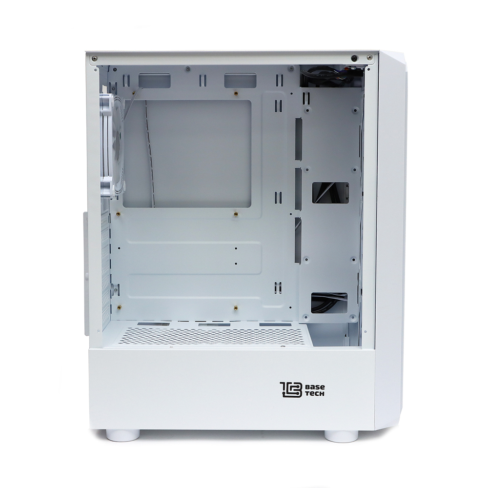Корпус BaseTech eXtreme GFX-03, Без БП, ATX, белый, 4xFRGB FAN, 2xUSB2, 1xUSB3, бок: закалённое стекло (BT-GFX-03W-MESH-4F-RGB)