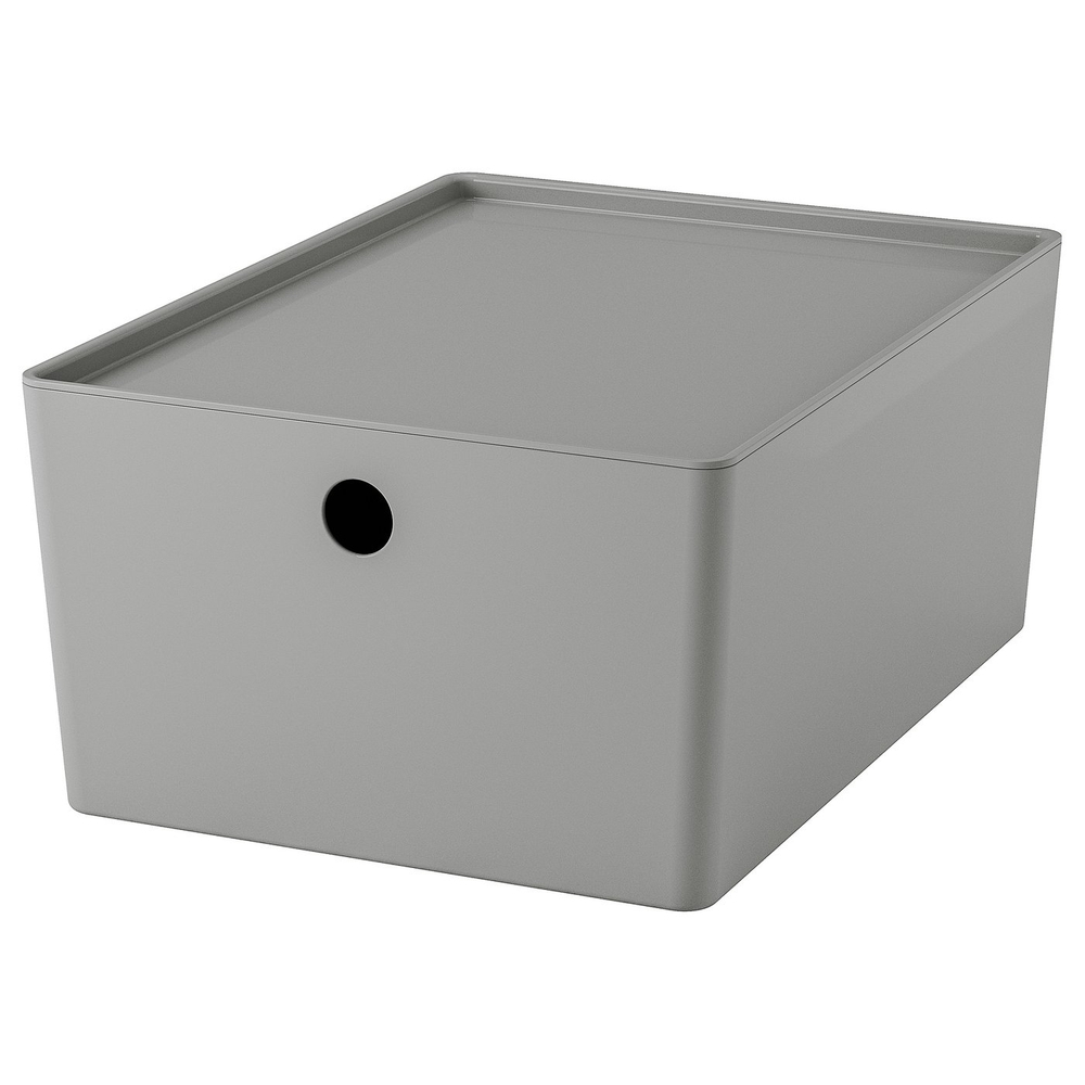 IKEA KUGGIS  (ИКЕА КУГГИС)  -  Контейнер с крышкой - светло-серый 26x35x15 см