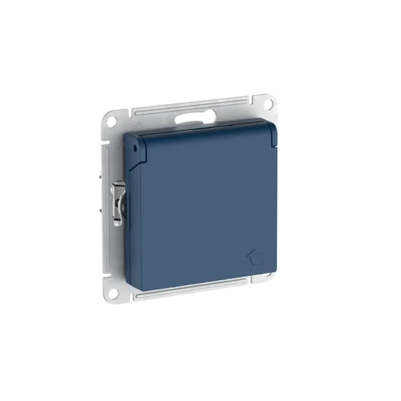 Розетка с крышкой Systeme Electric AtlasDesign Аквамарин, самозажимные клеммы ATN001146S