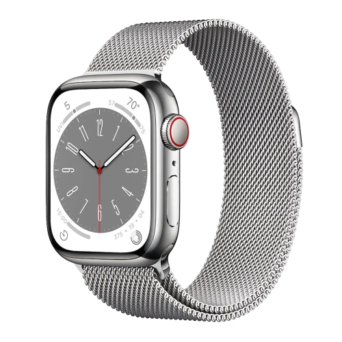 Умные часы Apple Watch Series 8 GPS + Cellular, 41mm, Stainless Steel Case with Silver Milanese Loop (Серебристый)