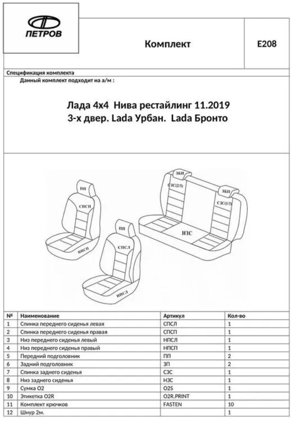 Чехлы Лада Нива 4x4 (2019-2025) - экокожа, черный-серый