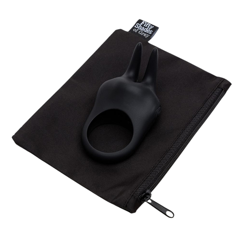 Черное эрекционное виброкольцо 3,2см с кроликом Fifty Shades of Grey Sensation Vibrating Rabbit Love Ring