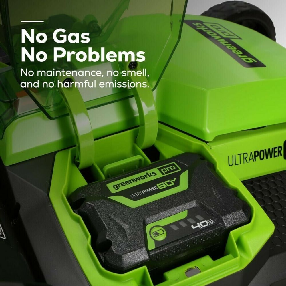Cамоходная аккумуляторная газонокосилка Greenworks GD60LM61 Twin Force, 60v, 61 см, (2519107UH), с аккумулятором 8 А·ч и зарядным устройством