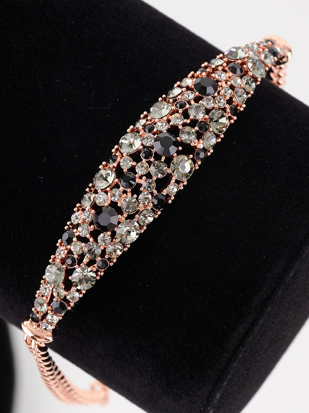 Браслет Россыпь из серо-черных камней Swarovski