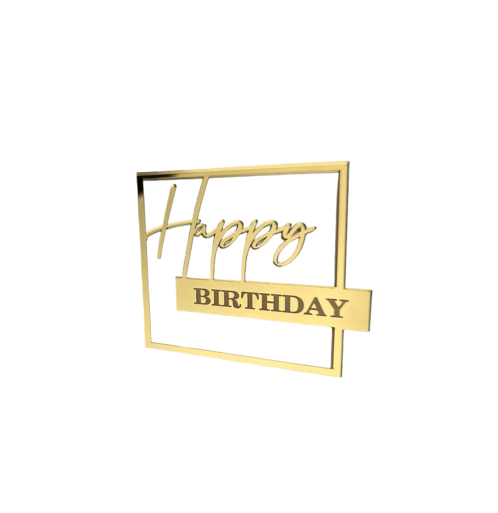 Топпер на торец Happy Birthday табличка с гравировкой акрил 10*9см
