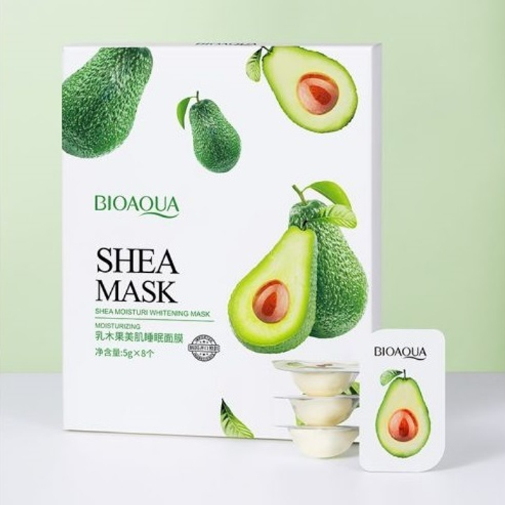 Маска ночная для лица BioAqua Siayzu Raioceu Авокадо и масло Ши питательная Shea Butter Beauty Sleep Mask 8x5 г