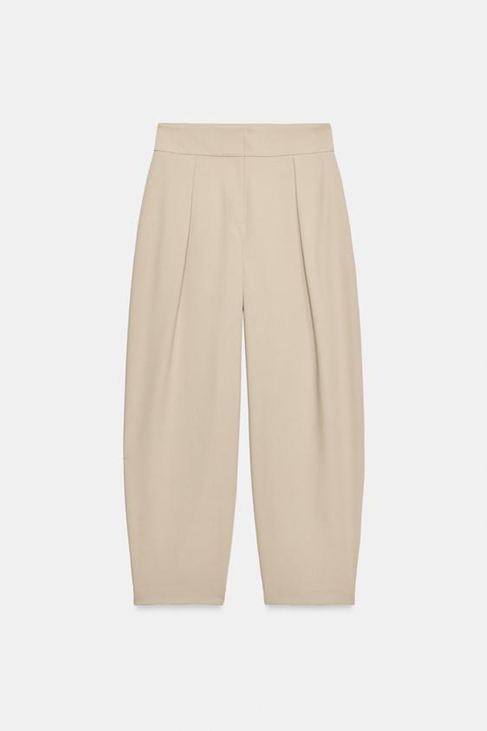 ZARA БРЮКИ CARROT FIT С ЗАЩИПАМИ, СВЕТЛЫЙ ЖЕЛТО-КОРИЧНЕВЫЙ
