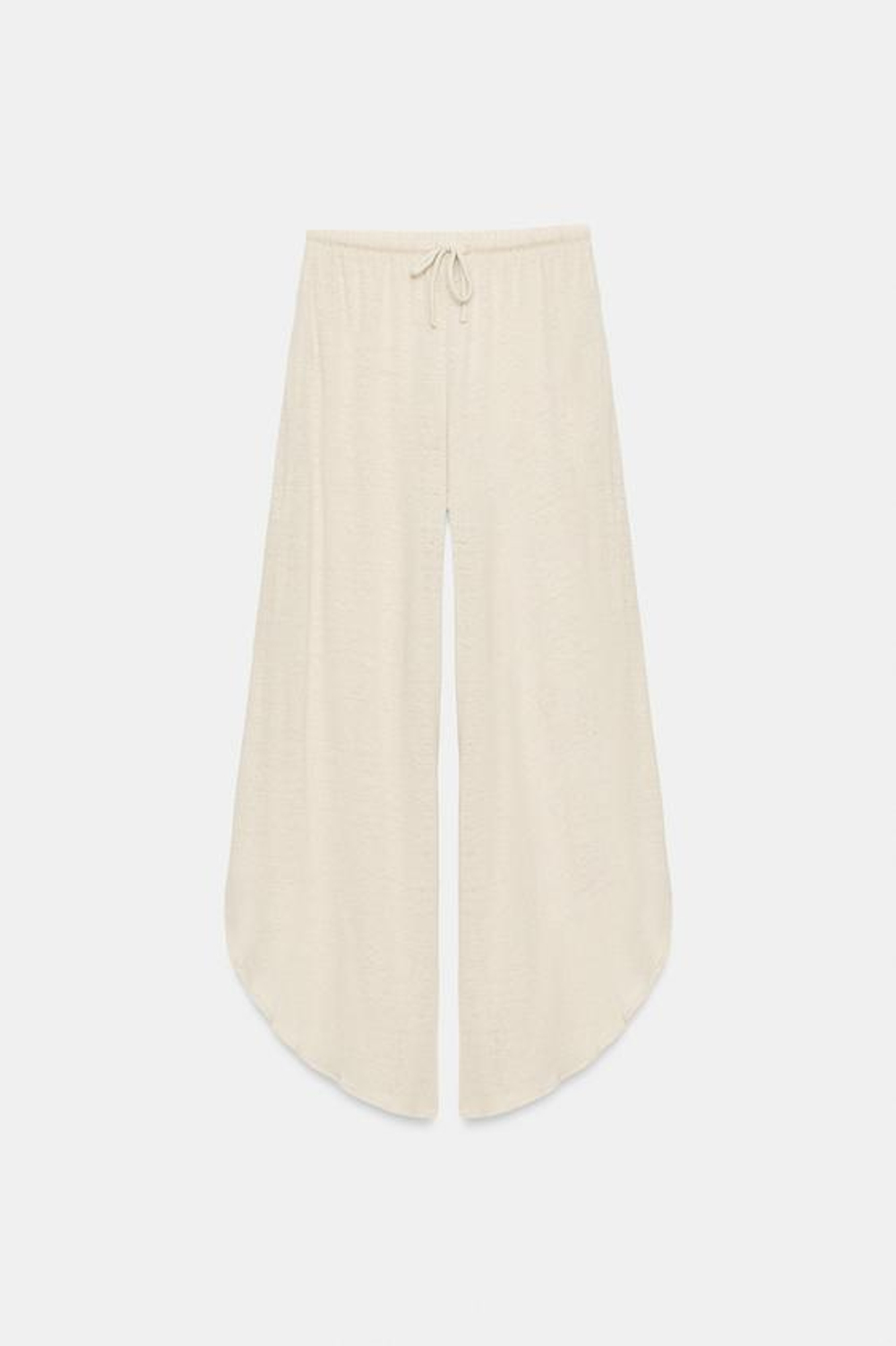 ZARA ЛЬНЯНЫЕ БРЮКИ С РАЗРЕЗАМИ, ПЕСОЧНЫЙ