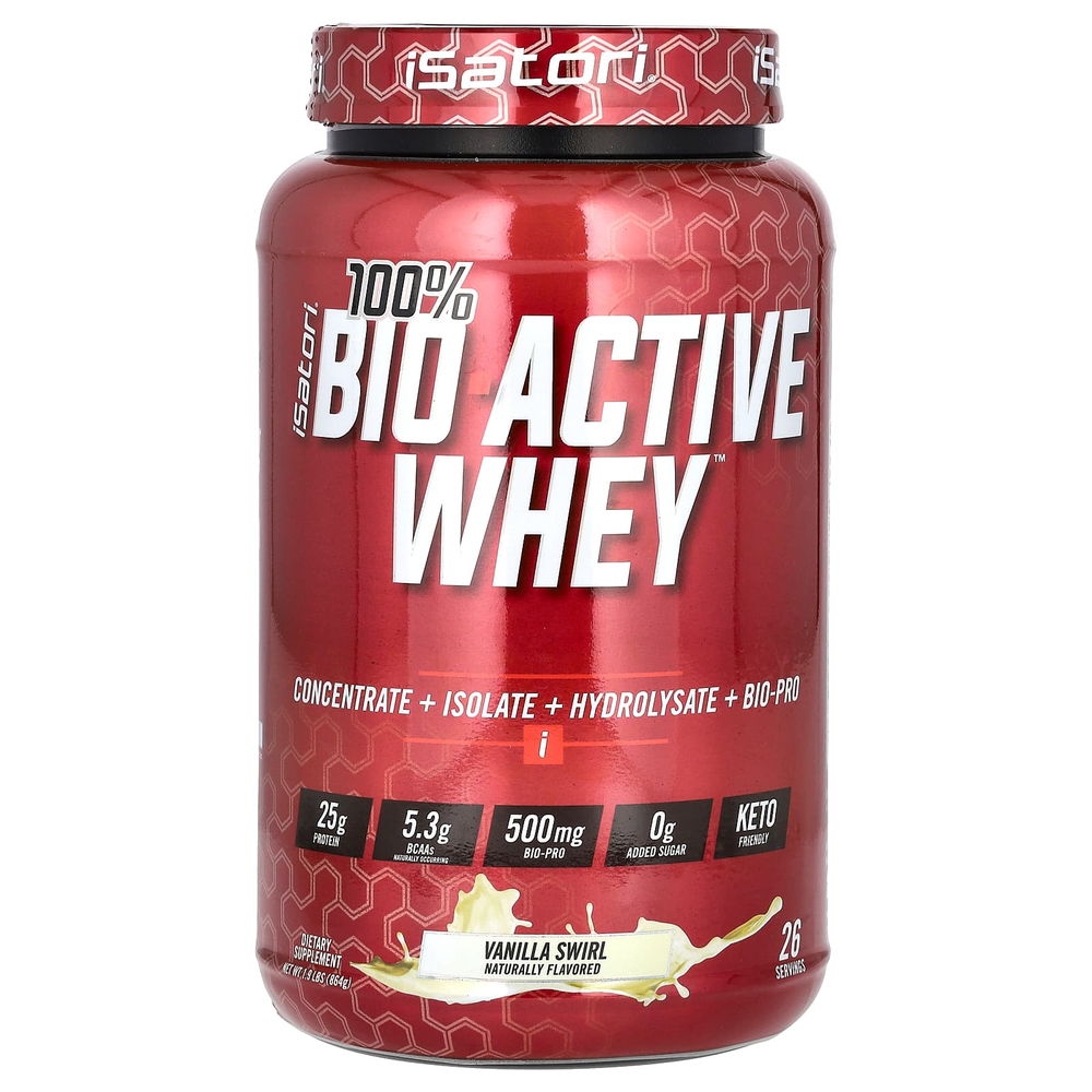 Isatori, 100% Bio Active Whey, сывороточный протеин, со вкусом ванили, 864 г (1,9 фунта)