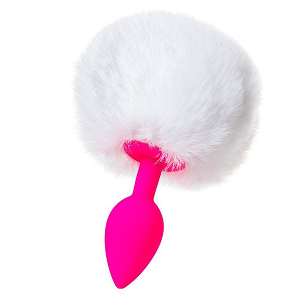 Розовая анальная втулка с белым пушистым хвостиком ToyFa ToDo Sweet Bunny 357015