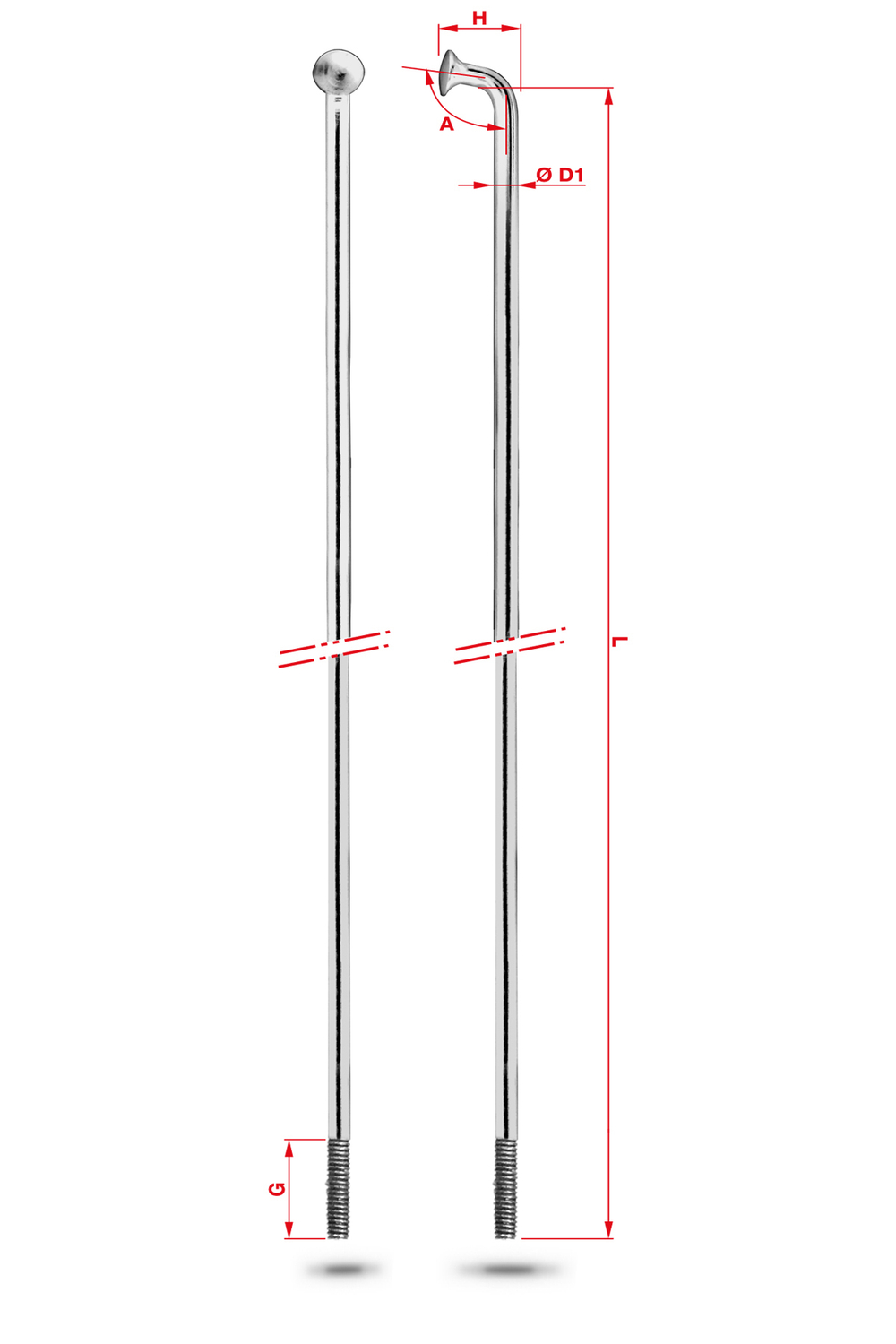 Спица Rodi Round St.Steel, серебристый, без ниппеля, 2,0X274mm