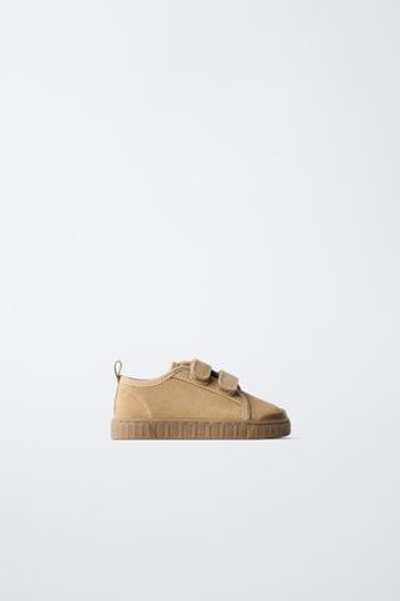 ZARA КОЖАНЫЕ КРОССОВКИ BAREFOOT, ПЕСОЧНО-КОРИЧНЕВЫЙ