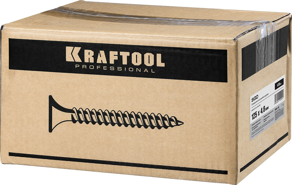 KRAFTOOL СГД, 125 х 4.8 мм, фосфатированное покрытие, 400 шт, саморез гипсокартон-дерево (3005-125)