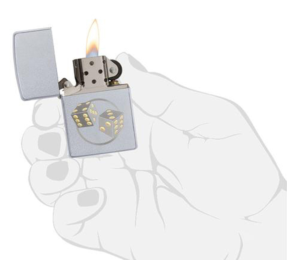Зажигалка Zippo Classic с покрытием Satin Chrome, латунь/сталь, серебристая, матовая, 36x12x56 мм