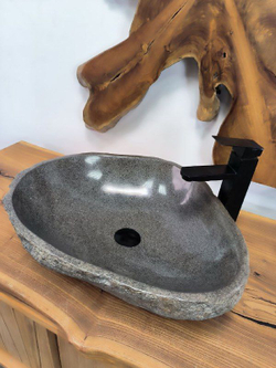 Раковина из речного камня RS-66427 54х44х15 из натурального камня