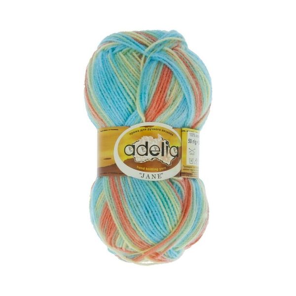 Пряжа Adelia Jane / уп.10 мот. по 50г, 227м, 12 желтый-оранжевый-св.зеленый-голубой