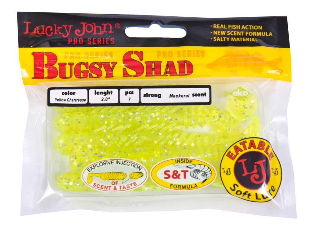 Виброхвосты съедобные LJ Pro Series BUGSY SHAD 2.8in(7,2 см), цв. 071, 7 шт.