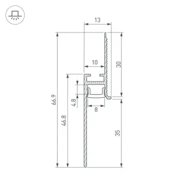 Профиль для плинтуса 2м 048687 серебристый PLINTUS-FANTOM-H35-2000 ANOD Arlight