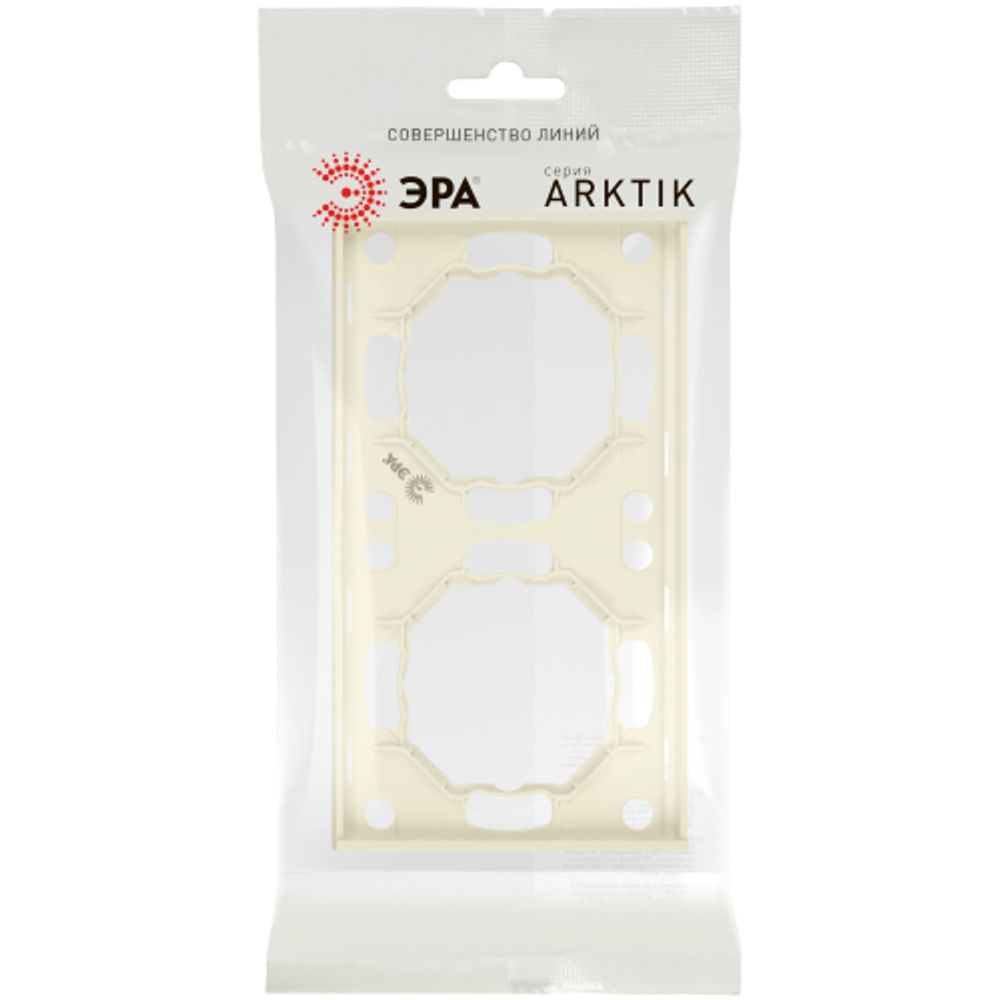 Рамка для розеток и выключателей ЭРА Arktik 16-5002-02 на 2 поста слоновая кость | Эра Arktik