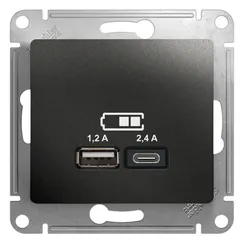Розетка с USB A+C Systeme Electric Glossa Антрацит GSL000739