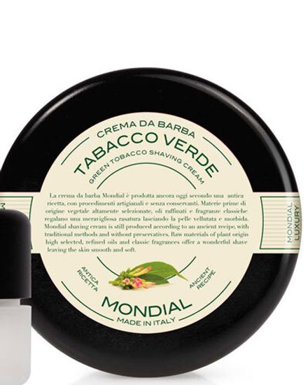 Крем для бритья Mondial "TABACCO VERDE" с ароматом зелёного табака, пластиковая чаша plexiglas, 150 мл