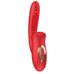 Красный вибратор 25,4см с функцией фингеринга и лизания Secwell Moving Mouth Kiss & Licking Tongue Vibrator with G-Spot Flapping Stimulator SW11024