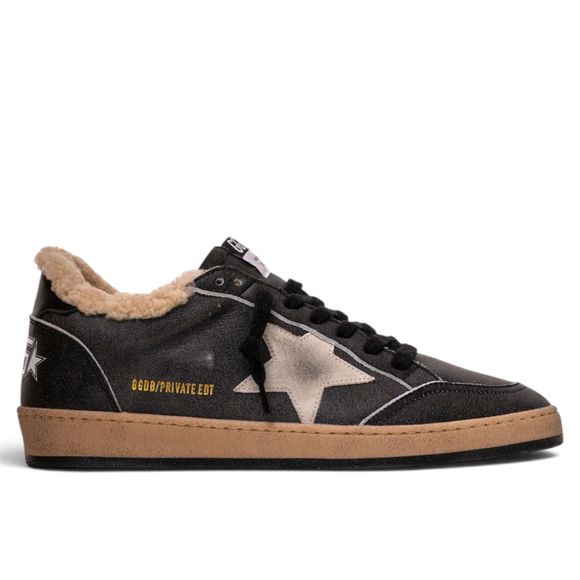 Men’s Ball Star Shearling Private Edition in Black Leather With Silver Star