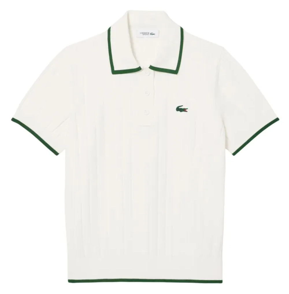 Женское поло Lacoste Short Sleeved Collar Golf Sweater - flour/green